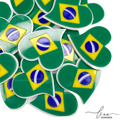 Coração Acrílico Brasil (2Uni.) - VENDINHA LINA