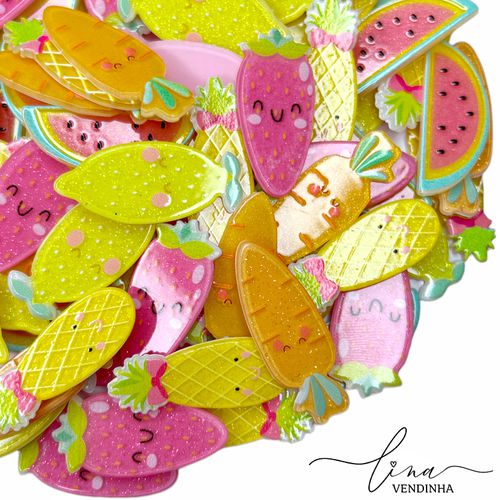 Frutas Comprida Acrílico Glitter 3CM (5Uni.) - VENDINHA LINA