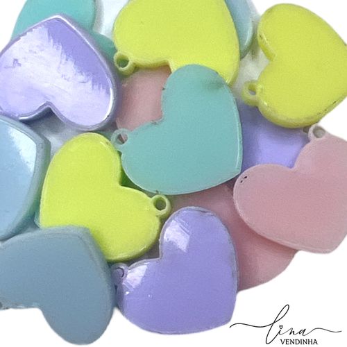 Mini Pingente Coração Acrílico (5Uni.) - VENDINHA LINA