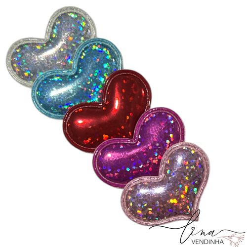 Coração Espelhado Holográfico 4cm (4Uni.)* - VENDINHA LINA