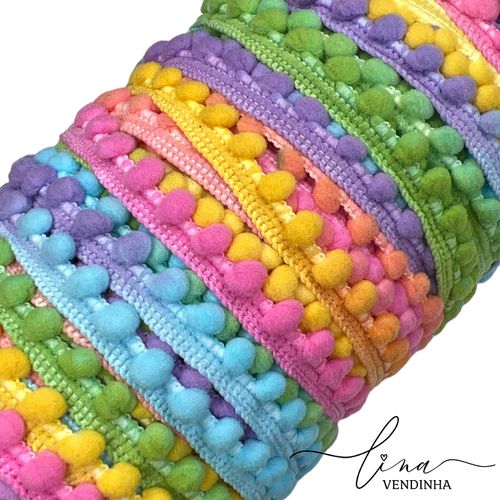 Pompom Grelot Candy Vibrante (5Metros) - VENDINHA LINA