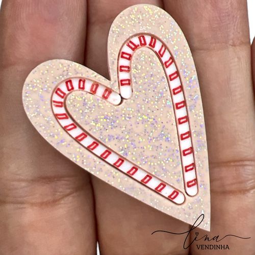 Coração Bengala Acrílico (4CM) (2Uni.) - VENDINHA LINA