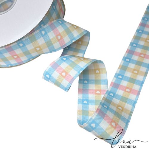 Fita Xadrez Coração Importada (40mm) - VENDINHA LINA