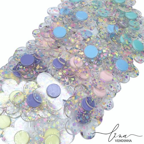 Flor Transparente Candy Acrílico (5Uni.) - VENDINHA LINA