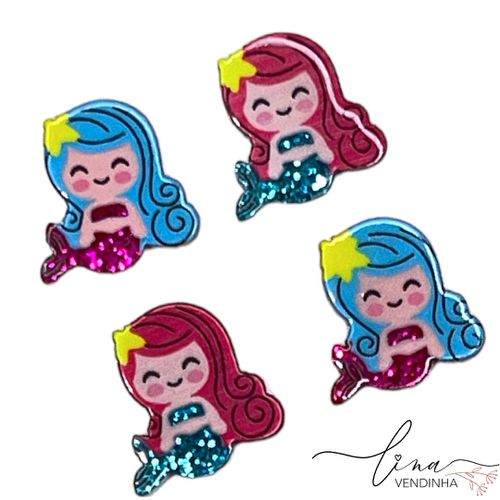 Mini Sereia Resina Glitter (4Uni.) - VENDINHA LINA