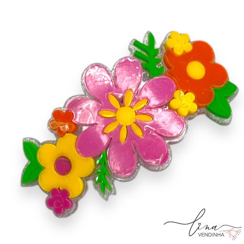 Flor Colorida Acrílico (7CM) (2Uni.) - VENDINHA LINA