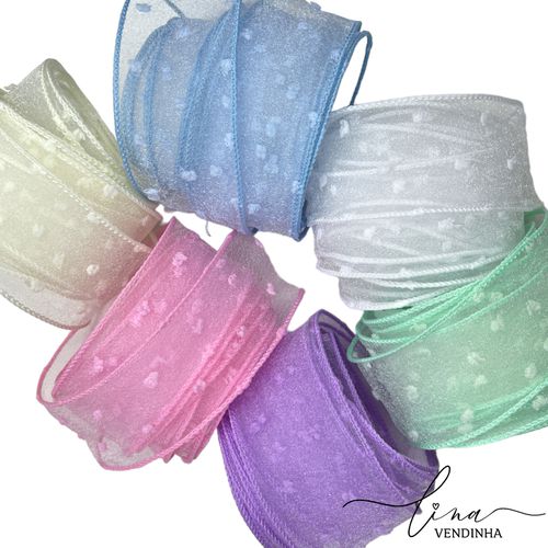 Fita Yama Organza Poá (38MM) - VENDINHA LINA