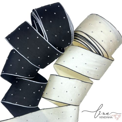 Fita Yama Organza Strass (38MM) - VENDINHA LINA