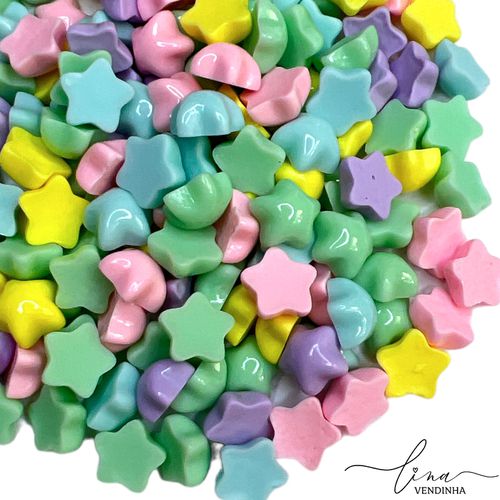 Mini Apliques Estrela Resina (12Uni.) - VENDINHA LINA