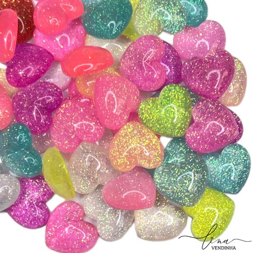 Coração Translucido Glitte (6Uni.) - VENDINHA LINA