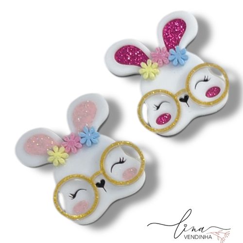 Coelha Óculos Flores 4CM (2Uni.) - VENDINHA LINA
