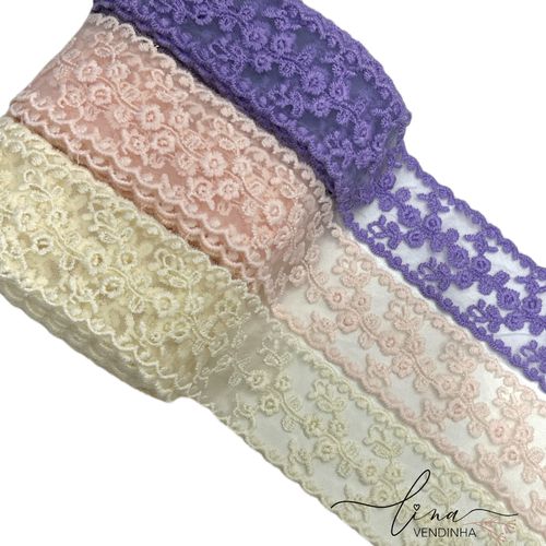 Fita Yama Flor Bordada (38MM) - VENDINHA LINA