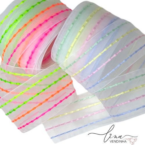 Fita Organza Importada Pesponto (38MM) - VENDINHA LINA