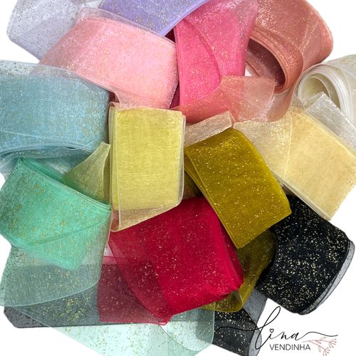 Fita Yama Organza Glitter (38MM) - VENDINHA LINA