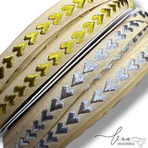 Fita Bordada Coração festa (10mm) - VENDINHA LINA