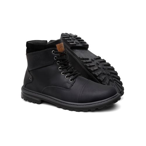 Bota Masculina VNT Nebraska Preta Couro Legitimo Biqueira Alta Costura