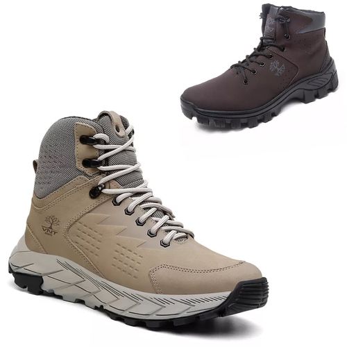 KIT 2 Botas Adventure em Couro Confortável Areia e... - VNTBOOTS