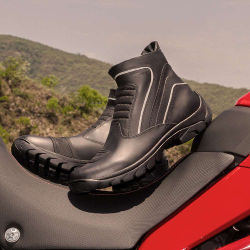 Bota Masculina Motociclista VNT Couro Preto