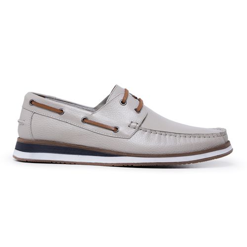 Mocassim Havai em Couro Floater Off White - Heitor Lucca Shoes