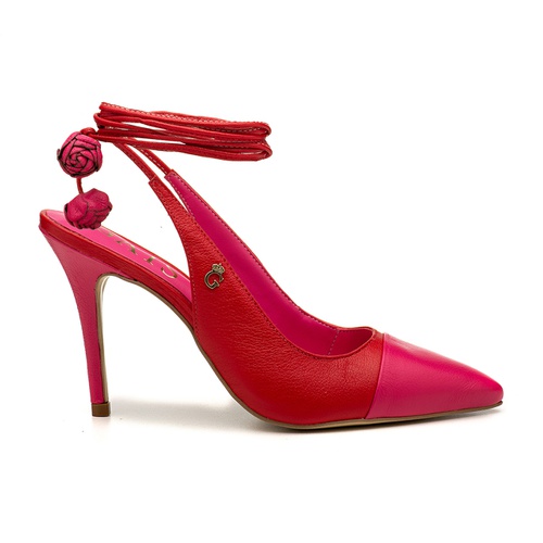 Sapato Mule Amarração Rosa e Vermelho Antonietta - GATS