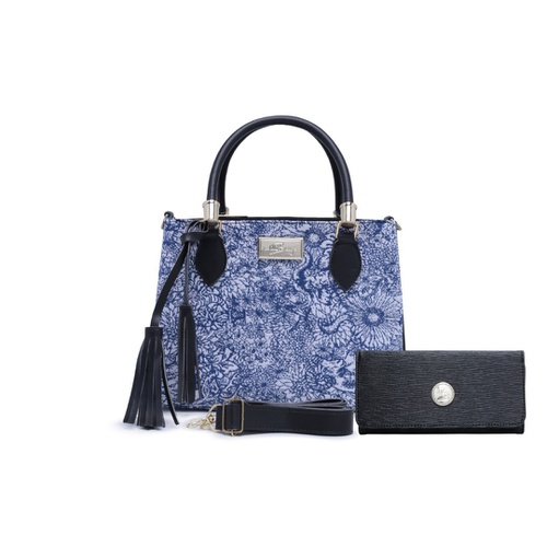 Bolsa Floral Azul + Carteira - 0000202W - Willi Bags
