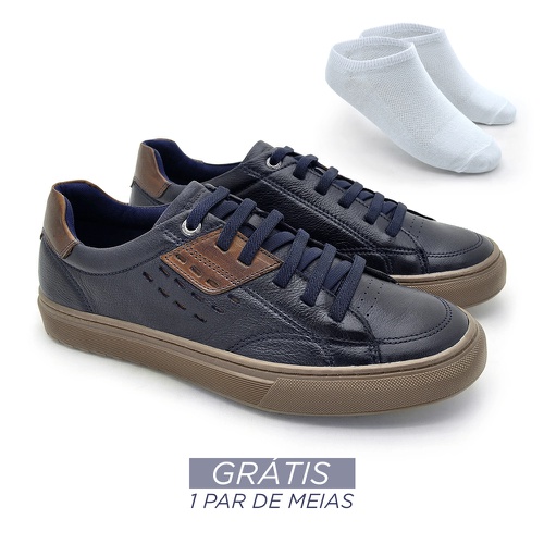 Sapatenis em Couro Casual Masculino Connect - Royal