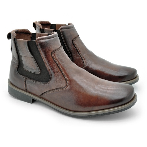 Chelsea Boots Montana Masculina em Couro - Brown