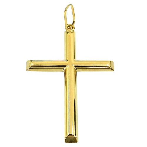 Crucifixo Liso de Ouro 18K Grande