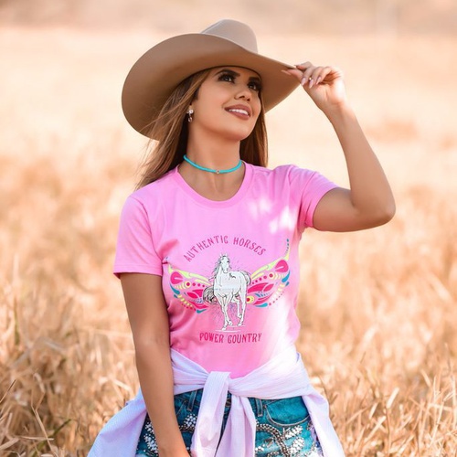 T-Shirt Feminina Power Country Rosa - pwrosa - TEXASKING