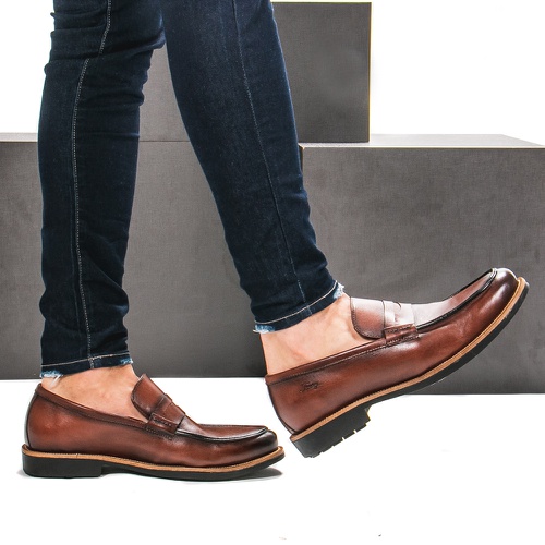 Sapato Casual Masculino Loafer Mood Aspen Conhaque... - Faway - Handmade Shoes
