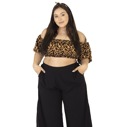 Calça Pantalona Eva Plus Size Preta - Via Sol Brazil