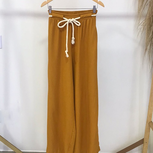 Calça Pantalona Plus Size Cleo Mostarda - Via Sol Brazil