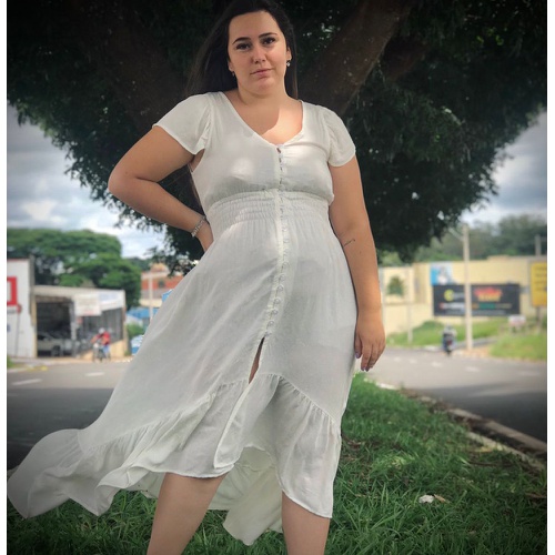 Vestido Duda Plus Size Off White - Via Sol Brazil