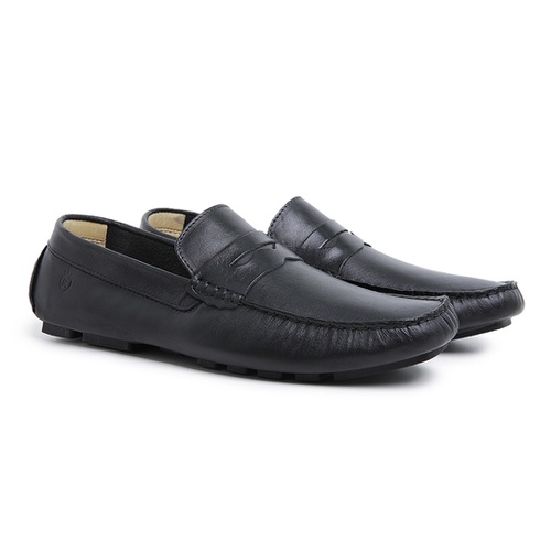 Mocassim Drive Masculino em Couro Preto | Sapatos Lujan