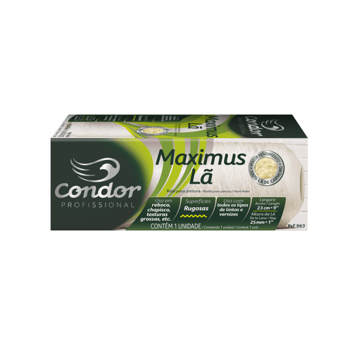 ROLO DE LÃ 23CM NATURAL MAXIMUS CONDOR [S/S] [963] - CS Tintas