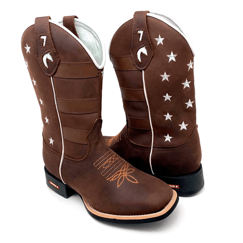 BOTA TEXANA EM COURO TODO MARROM ESTADOS UNIDOS - ... - Botas Texanas Bruto