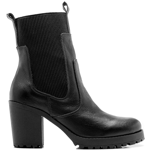 Bota Feminina Couro Cano Médio Tratorada Preta - 3908APRETO - Loja Burke