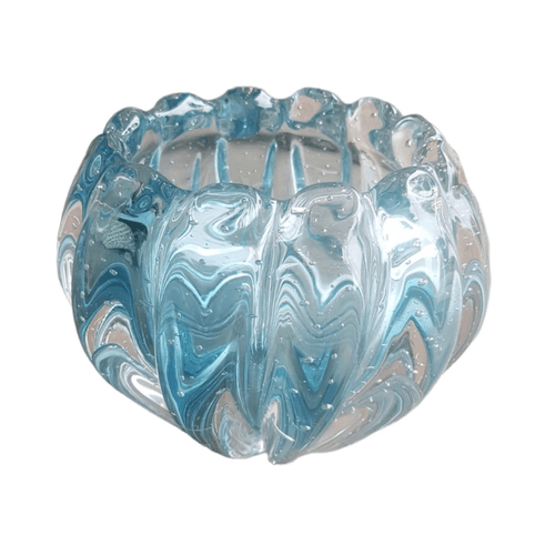 Vaso Em Cristal De Murano Mulhouse Azul Claro