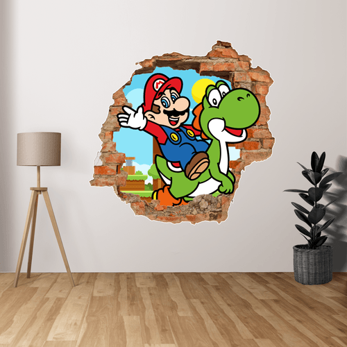 Adesivo Buraco Mario e Yoshi - CEMPORCEMTOFIXO