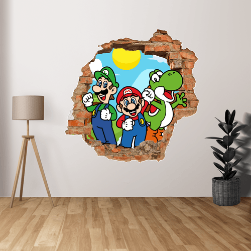 Adesivo Buraco Mario, Luigi e Yoshi - CEMPORCEMTOFIXO
