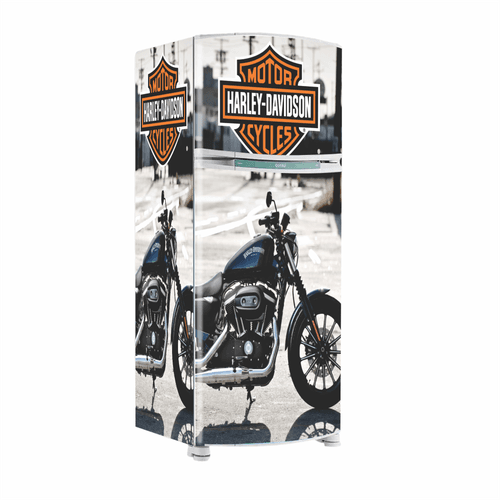 Envelopamento Geladeira Harley Davidson Moto Preta - CEMPORCEMTOFIXO
