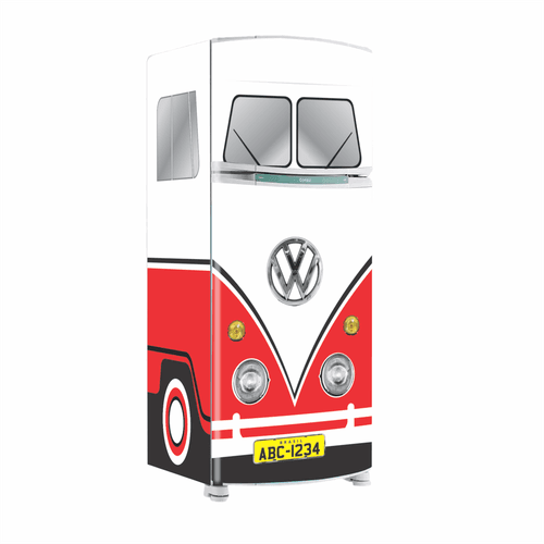 Envelopamento Geladeira Perua Kombi Vermelha - CEMPORCEMTOFIXO