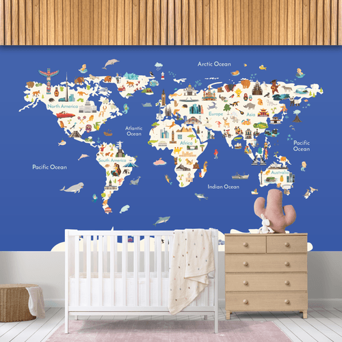 Papel de Parede Infantil Mapa - CEMPORCEMTOFIXO