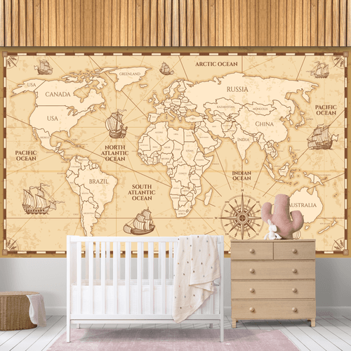 Papel de Parede Infantil Mapa Múndi - CEMPORCEMTOFIXO