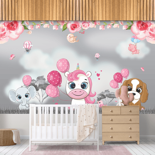Papel de Parede Infantil Unicórnio Fofo - CEMPORCEMTOFIXO