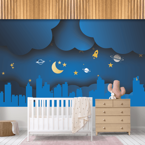 Papel de Parede Infantil Céu Estrelado - CEMPORCEMTOFIXO