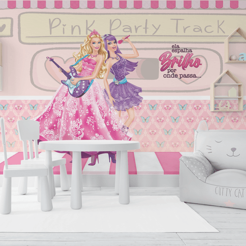 Papel de Parede Menina Barbie Rockstar - CEMPORCEMTOFIXO