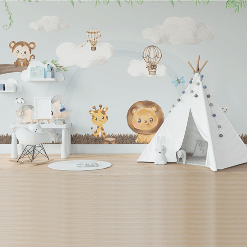 Papel de Parede Menino Safari Aventureiro - CEMPORCEMTOFIXO