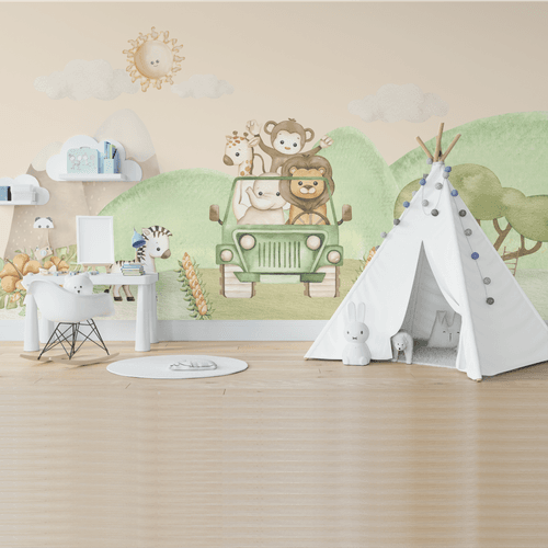 Papel de Parede Menino Aventura Animal - CEMPORCEMTOFIXO