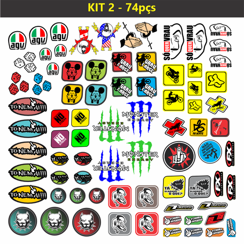 Kit Stikers Moto/ Carro 74pcs - CEMPORCEMTOFIXO